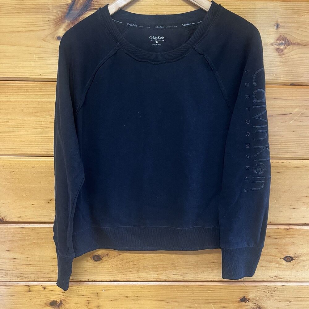 Calvin Klein Performance Long Sleeve Embroidered Sweatshirt Black XL Women's